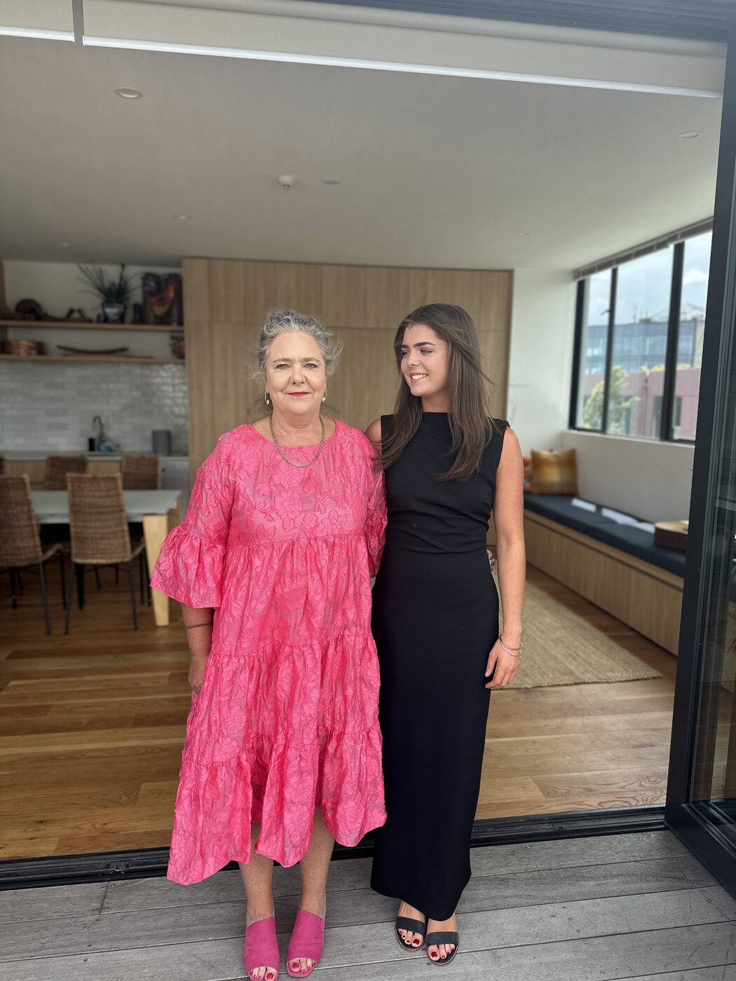 Mum in pink dress